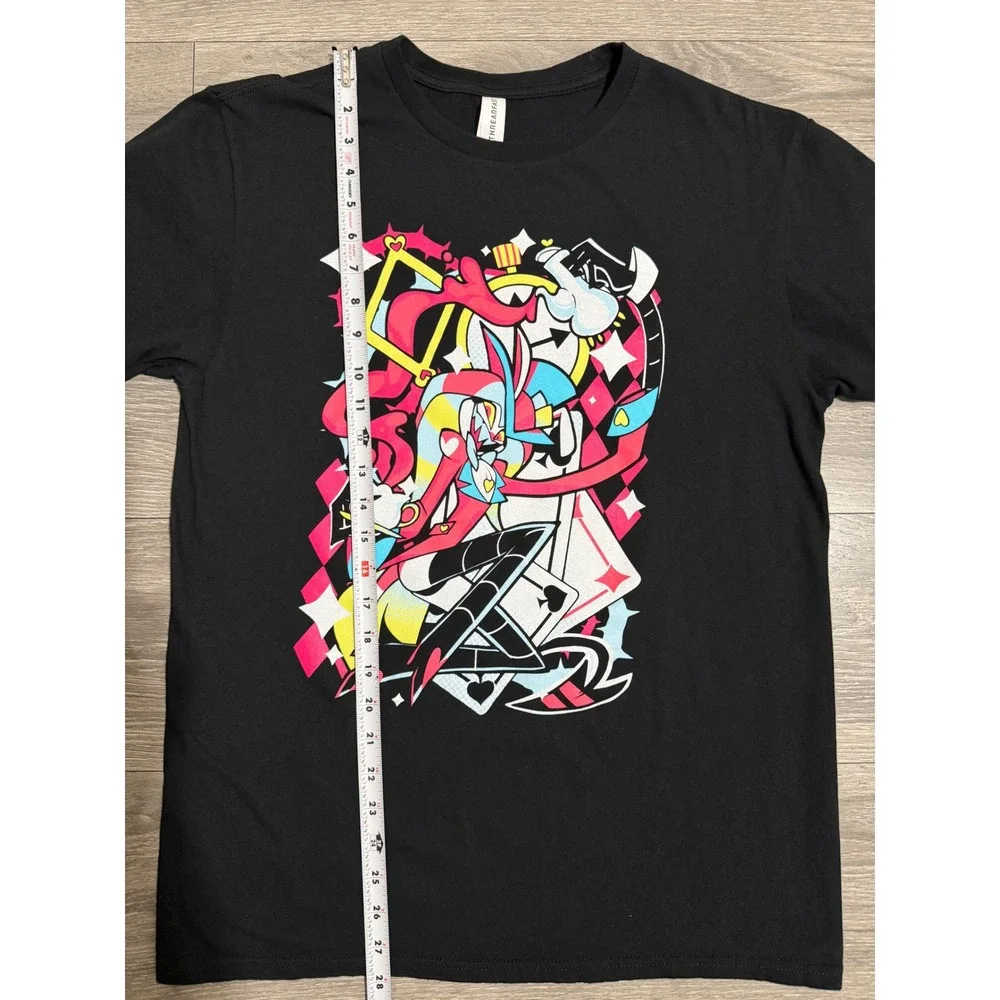 100% Cotton Helluva Boss Fizzarolli Graphic T-Shirt Black Slim Mens M Clown